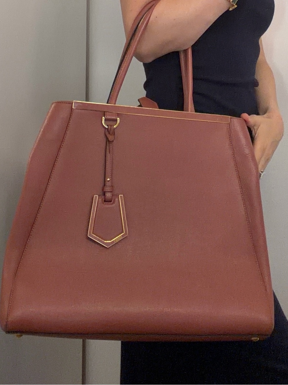 Fendi Coral Leather Tote Bag